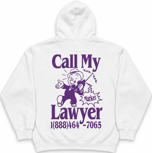 Call My Lawyer Cherub Hoodie - White - Purple