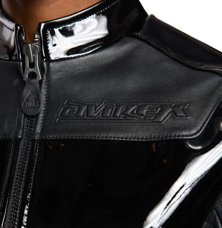 Avirex Cropped Women’s Patent Leather Jacket Icon Limited Jet Black