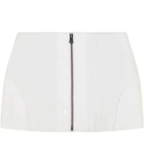 Avirex Women’s Leather MOTO Skirt Snow White/ Blanche Neige