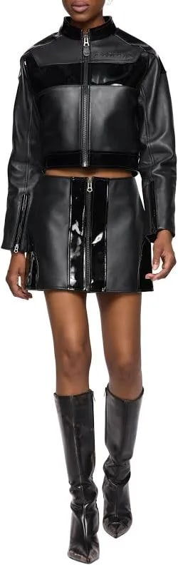 Averix Women’s Leather MOTO Skirt Limited Black/Nior