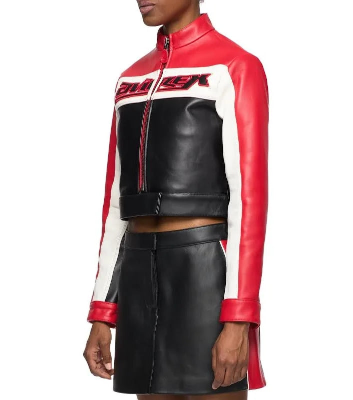 Avirex Women’s Leather MOTO Skirt Black/Red