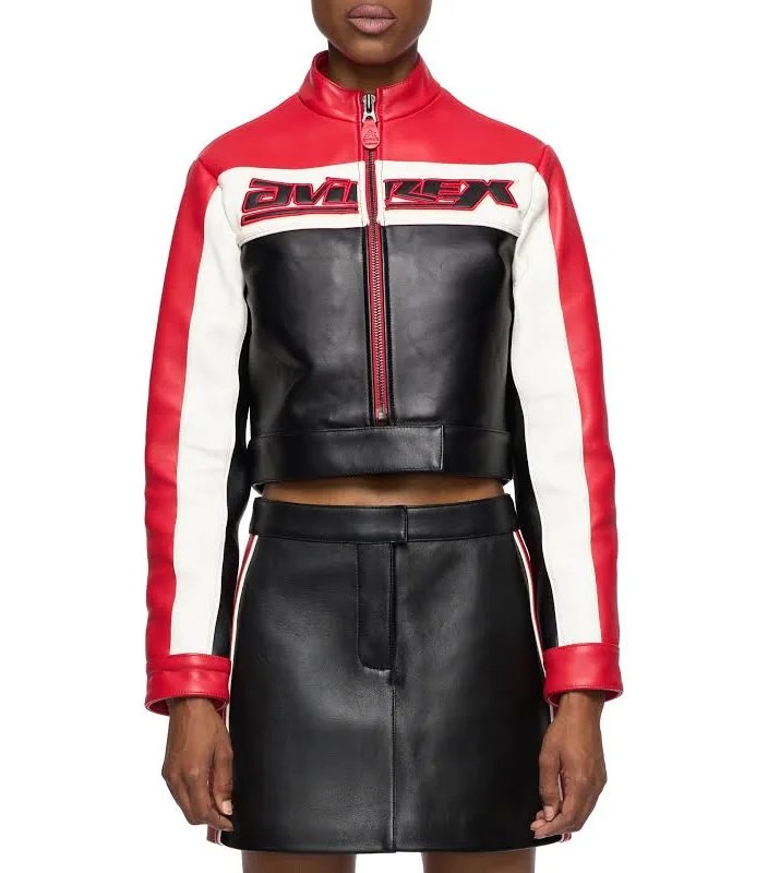 Avirex Women’s Leather MOTO Skirt Black/Red