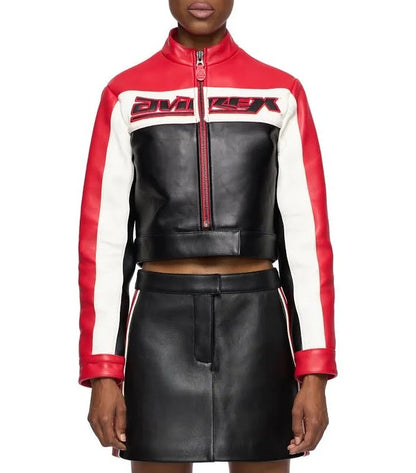 Avirex Women’s Leather MOTO Skirt Black/Red