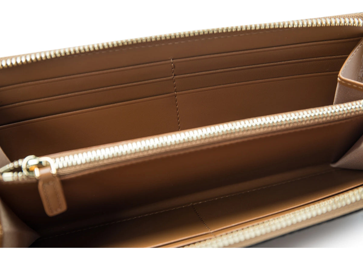 MCM Zip Around Wallet Original Visetos Large Cognac
