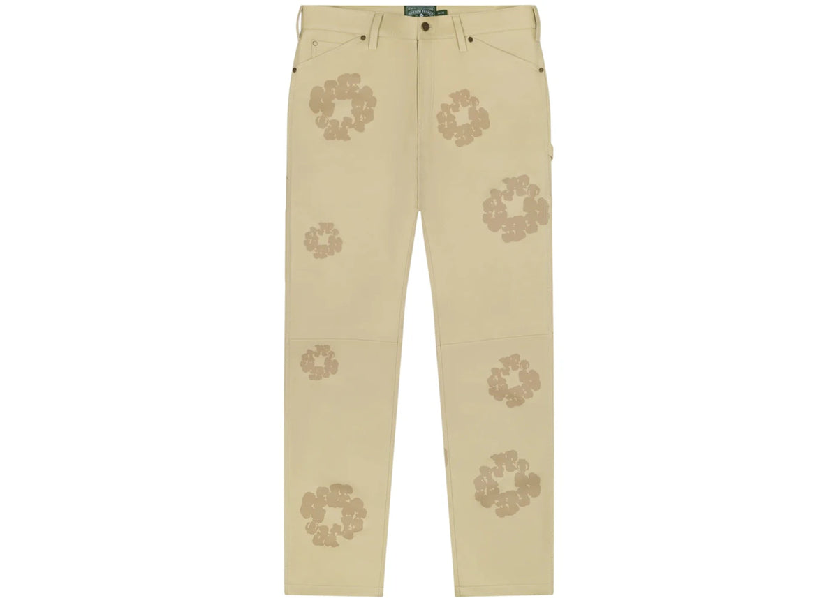 Denim Tears Cotton Wreath Leather Pants Beige