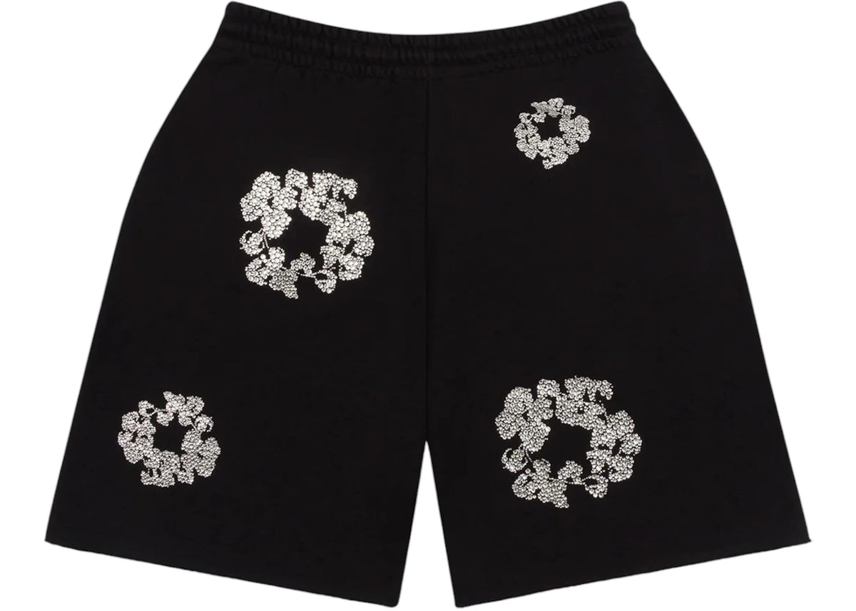 Denim Tears Cashmere Swarovski Cotton Wreath Shorts Black
