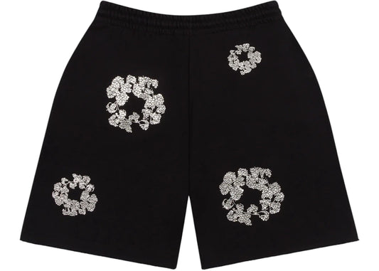 Denim Tears Cashmere Swarovski Cotton Wreath Shorts Black