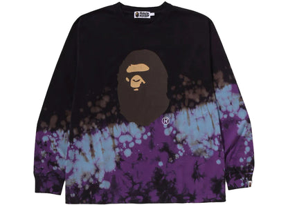 BAPE Tie Dye Ape Head Relaxed Fit L/S Tee Black