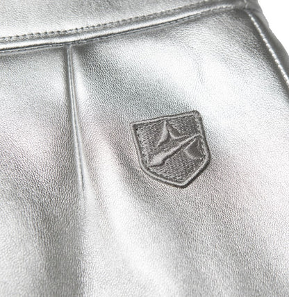 Avirex Women’s Leather MOTO Skirt Metallic Silver/Argent
