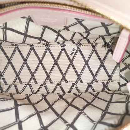 MCM Toni Visetos Handbag Leather Pink Gray