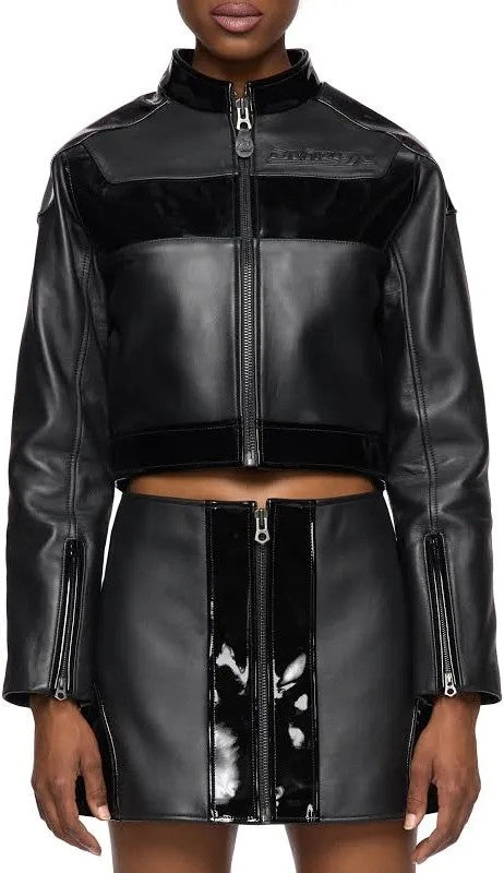 Averix Women’s Leather MOTO Skirt Limited Black/Nior