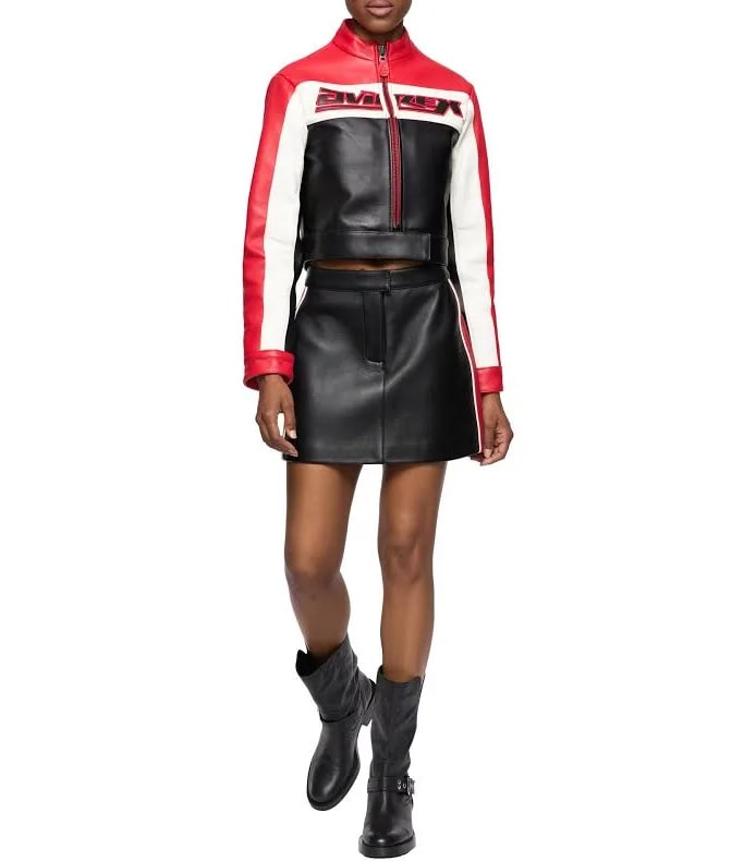 Avirex Women’s Leather MOTO Skirt Black/Red