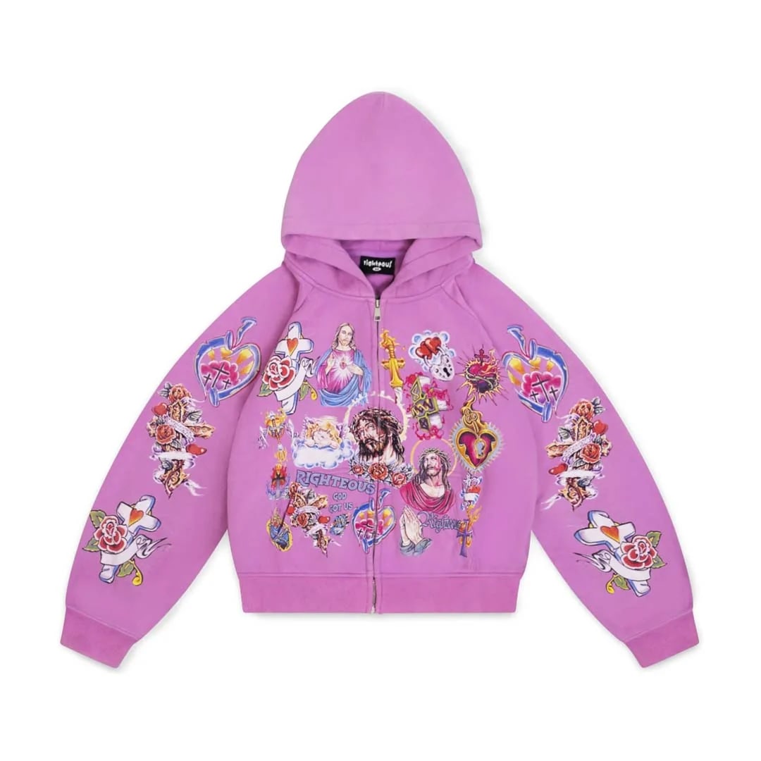 Righteous Risen King Zip Up Hoodie Purple