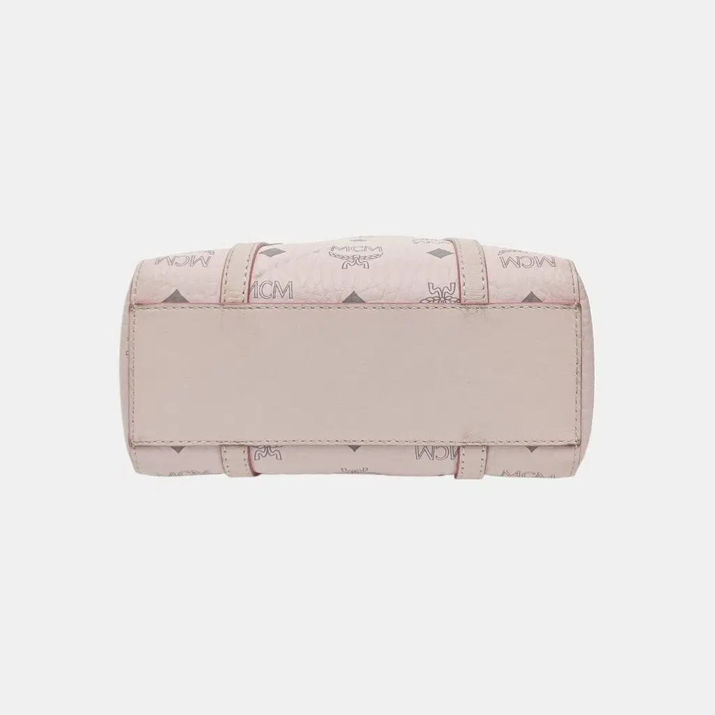 MCM Toni Visetos Handbag Leather Pink Gray