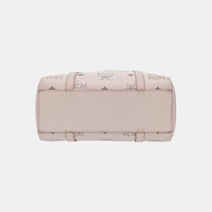 MCM Toni Visetos Handbag Leather Pink Gray