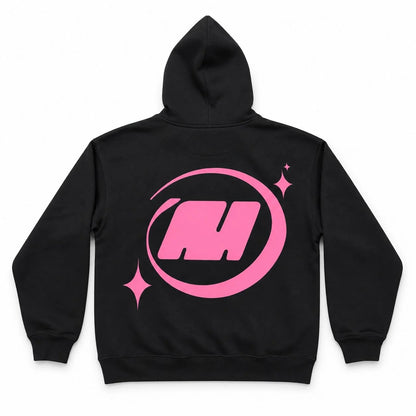 Market Orbit Logo Hoodie - Black - Pink