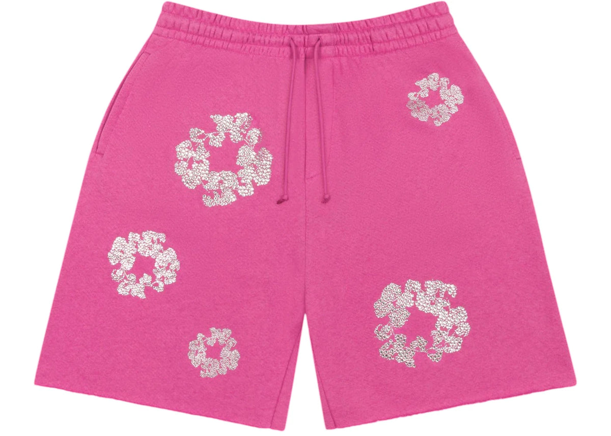 Denim Tears Cashmere Swarovski Cotton Wreath Shorts Pink
