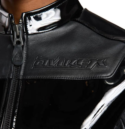 Avirex Cropped Women’s Patent Leather Jacket Icon Limited Jet Black