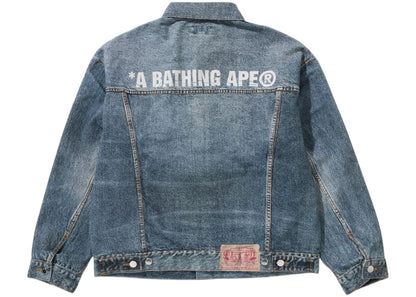 BAPE Fake Print Denim Jacket Light Indigo