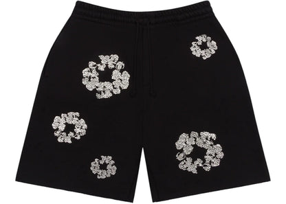 Denim Tears Cashmere Swarovski Cotton Wreath Shorts Black