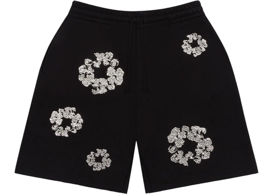 Denim Tears Cashmere Swarovski Cotton Wreath Shorts Black