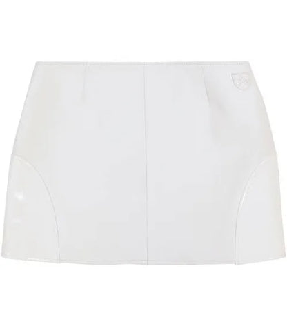 Avirex Women’s Leather MOTO Skirt Snow White/ Blanche Neige